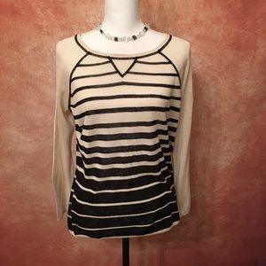 Cynthia Rowley Striped Beige & Black Sweater